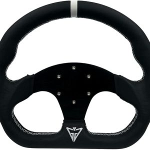 GAM Steering Wheel Sport D-Shape With Hub Adapter For SXS UTV Fits Can am X3 Polaris RZR Lethear Alacantara (Leather)