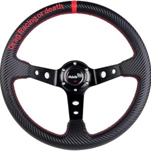RASTP Deep Dish Carbon Fiber Racing Wheel, 345mm 6-Bolt Universal Steering Wheel